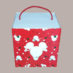 5 Pz Scatola per Confezione Regalo Porta Panettone Alto da 1 Kg in Cartoncino Rosso Grafica Topolino 210x210H210mm