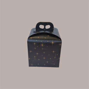 10 Pz Scatola per Confezione Regalo Porta Panettone Alto da 1 Kg in Cartoncino Nero grafica Stelle Oro 200x200H180mm [127c8e63]