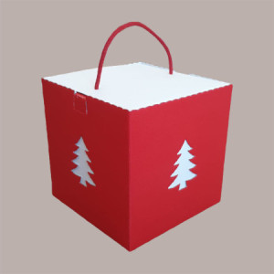 5 Pz Scatola per Confezione Regalo Porta Panettone Alto da 1 Kg in Cartoncino Rosso grafica Albero 210x210H210mm [5c49f675]