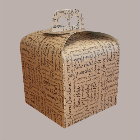 10 Pz Scatola per Confezione Regalo Porta Panettone Alto da 1 Kg in Cartoncino Avana grafica Natale Words 200x200H180 [7581d4d3]