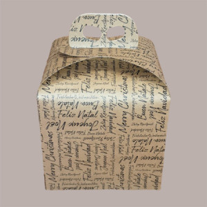 10 Pz Scatola per Confezione Regalo Porta Panettone Alto da 1 Kg in Cartoncino Avana grafica Natale Words 200x200H180mm