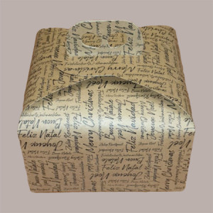 10 Pz Scatola per Confezione Regalo Porta Panettone Basso da 1 Kg in Cartoncino Avana grafica Natale Words 245x245H13 [1a778d3a]