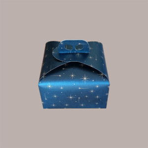 10 Pz Scatola per Confezione Regalo Porta Panettone Basso da 1 Kg in Cartoncino Nero grafica Stelle 245x245H130mm [fc66b304]