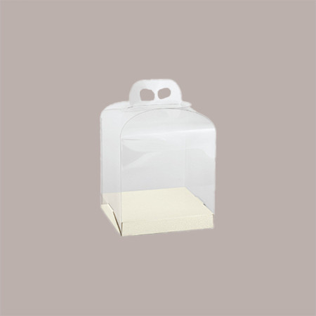 5 Pz Scatola per Confezione Regalo Porta Panettone Alto Base Carta Bianco Astuccio Trasparente PVC 200x200H210mm [36d9b42f]