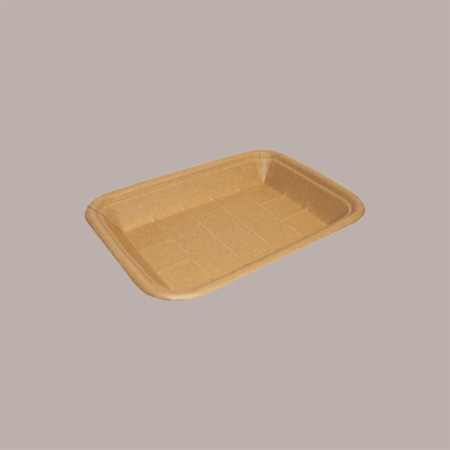 100 Pz Vassoio per Alimenti in Carta Kraft Avana MT6 205x141H24 mm [5d0195dc]