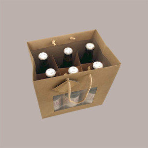 10 Pz Shopper Busta Carta Kraft Lusso Avana Ideale come Portabottiglie Birra 22,5+15x26 cm [45337843]