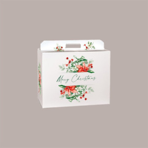 5 Pz Scatola per Confezione Regalo Natale Porta Panettone Bottiglia Valigetta Grande Carta Bianco Merry Christmas 430 [2edf118c]