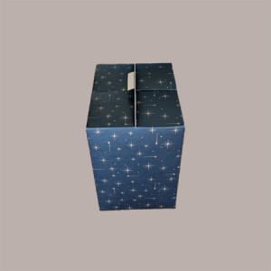 5 Pz Scatola per Confezione Regalo Natale Porta Panettone Bottiglia Valigetta Grande Cartoncino Nero Grafica Stelle O [39d76172]