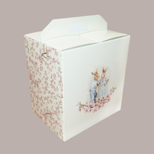 10 Pz Scatola per Confezione Regalo Porta Panettone Bottiglia Valigetta Media Pasqua in Cartoncino Fiori Pesco 330x250H350mm