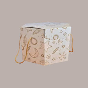 5 Pz Scatola per Confezioni Regalo Porta Panettone Alto da 1 Kg Esagonale in Cartoncino grafica White Segreto con Cor [0e4e5824]