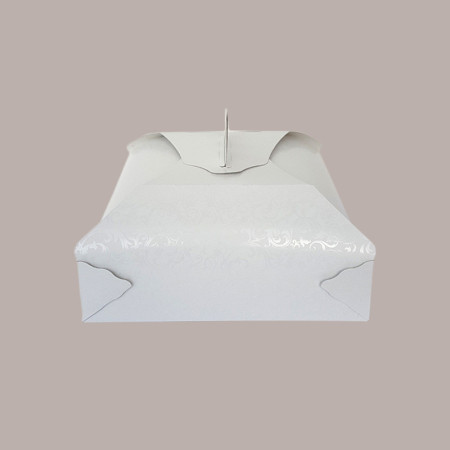 10 Pz Scatola Porta Torta Cartoncino Bianco Damascato 23x23H7cm [d5779aa8]