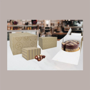 10 Pz Scatola Porta Torta Gelato in Cartoncino grafica Gessato Cubetto Box  23x23H15cm