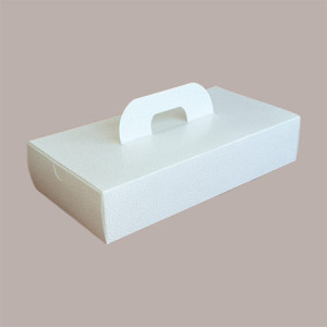 10 Pz Scatola Porta Strudel in Cartoncino Bianco grafica effetto pelle 28x15H6cm [091fa909]