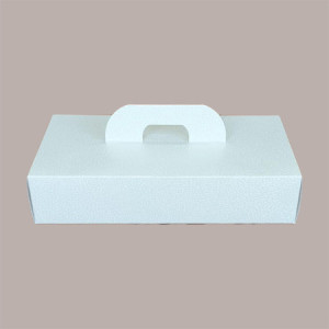 10 Pz Scatola Porta Strudel in Cartoncino Bianco grafica effetto pelle 28x15H6cm [d039ea04]