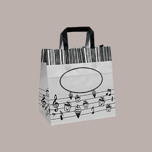 200 Pz Borsa Shoppers Carta per Vaschette Gelato Grafica Black&White 26+17H27cm