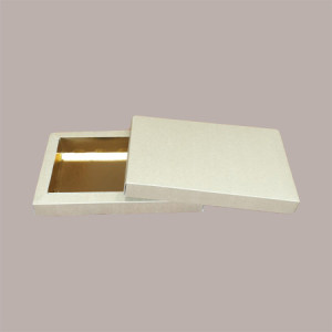 10 Pz Scatola Porta Cioccolatini Dolce Cornice in Carta Avana Ecolife + Inserto Oro 13x27H3cm