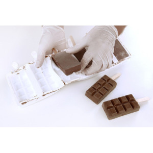 1 Pz Set 2 Stampi GEL02 CHOCO STICK con 50 Stecchi in Legno per Gelato Design Tavoletta di Cioccolato 92x48H24 mm [4ca0fbe1]