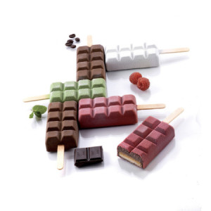 1 Pz Set 2 Stampi GEL02 CHOCO STICK con 50 Stecchi in Legno per Gelato Design Tavoletta di Cioccolato 92x48H24 mm [fbbd3ae5]