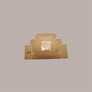 10 Pz Scatola per Confezione Regalo Valigetta Natale in Cartoncino Avana con Finestra PVC Gourmet 290x290H90 [060e598d]