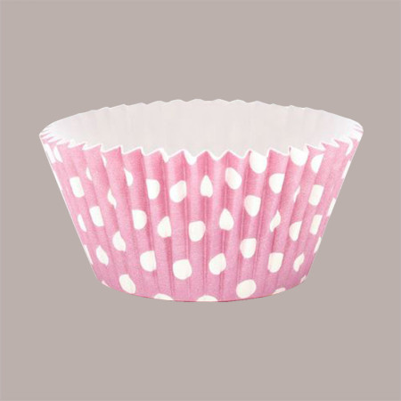 135 Pz Pirottino Rotondo per Muffin o Cupcake in Carta Forno Rosa a Pois Bianco [5820cb98]