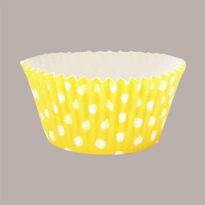 135 Pz Pirottino Rotondo per Muffin o Cupcake in Carta Forno Gialla a Pois Bianco [56797a9b]