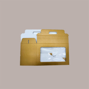 10 Pz Scatola per Confezione Regalo Valigetta Natale in Cartoncino Skin Oro con Finestra 290x145H190mm