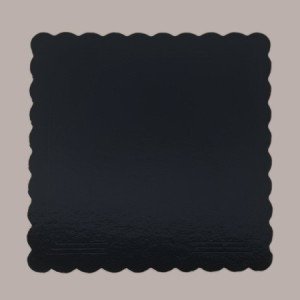 10 Kg Sottotorta Vassoio Cartone Quadrato 39x39 cm Bordo Smerlato Ala Oro Nero Usa e Getta