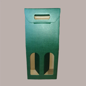 10 Pz Scatola Astuccio Porta 2 Bottiglie 750 ml Olio Vino in Cartoncino grafica Seta Verde 180x90x385mm