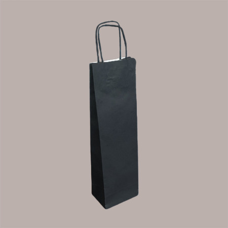 20 Borsa Busta Carta Nera porta 1 Bottiglia 750 ml con Manico in Cordoncino 12+9x40cm [d7fe33c5]