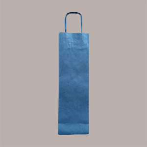 20 Borsa Busta Carta Blu porta 1 Bottiglia 750 ml con Manico in Cordoncino 12+9x40cm [182609aa]