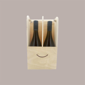 1 Pz Cofanetto in Legno Porta 2 Bottiglie 750 ml Ideale per Confezione Regalo 33+9x18,5cm