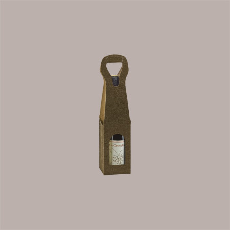 10 Pz Scatola Astuccio Porta 1 Bottiglia 750 ml vino e olio New Bag in Cartoncino Marrone effetto Pelle 90x90H410mm [871981a3]