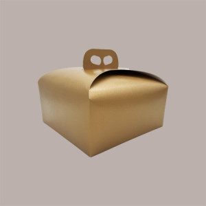 10 Pz Scatola per Confezione Regalo Porta Panettone Basso da 1 Kg in Cartoncino grafica Skin Oro 245x245H130mm [3c702546]