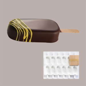 Kit Stampo in Silicone per Stecco Gelato 12 Pose con Vassoio e 50 Stecchi legno [41ff18ba]