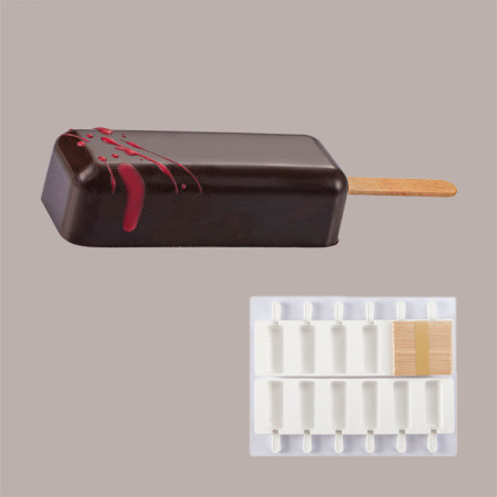 Kit Stampo in Silicone per Stecco Gelato BRIC 12 Pose con Vassoio e 50 Stecchi legno [468bf5fc]